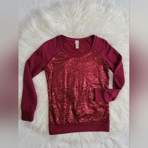 Burgundy sequin sweater top